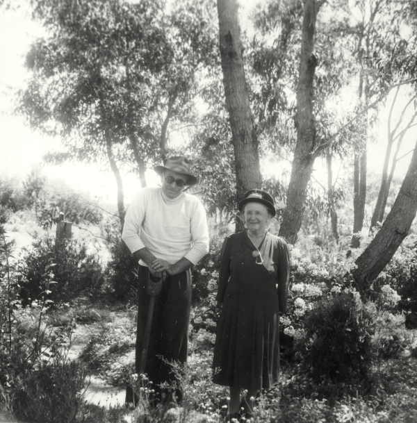 Elderly Man and Woman in Garden